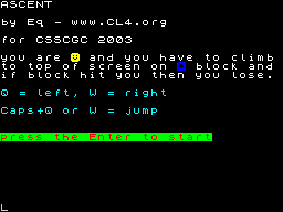 Opening screen