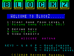 Opening screen