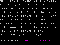 Opening screen