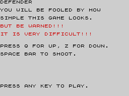 Opening screen