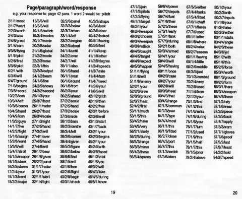 Code sheet