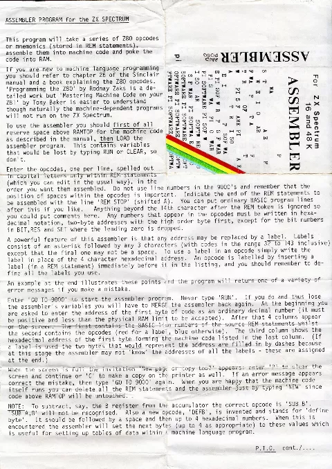 Scanned instructions